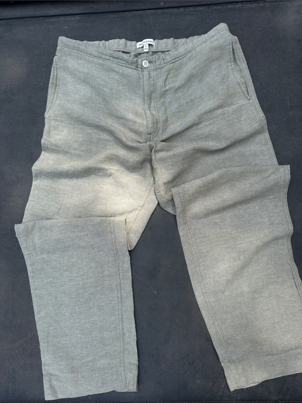 Banana Republic Olive Gray Linen-Blend Chinos